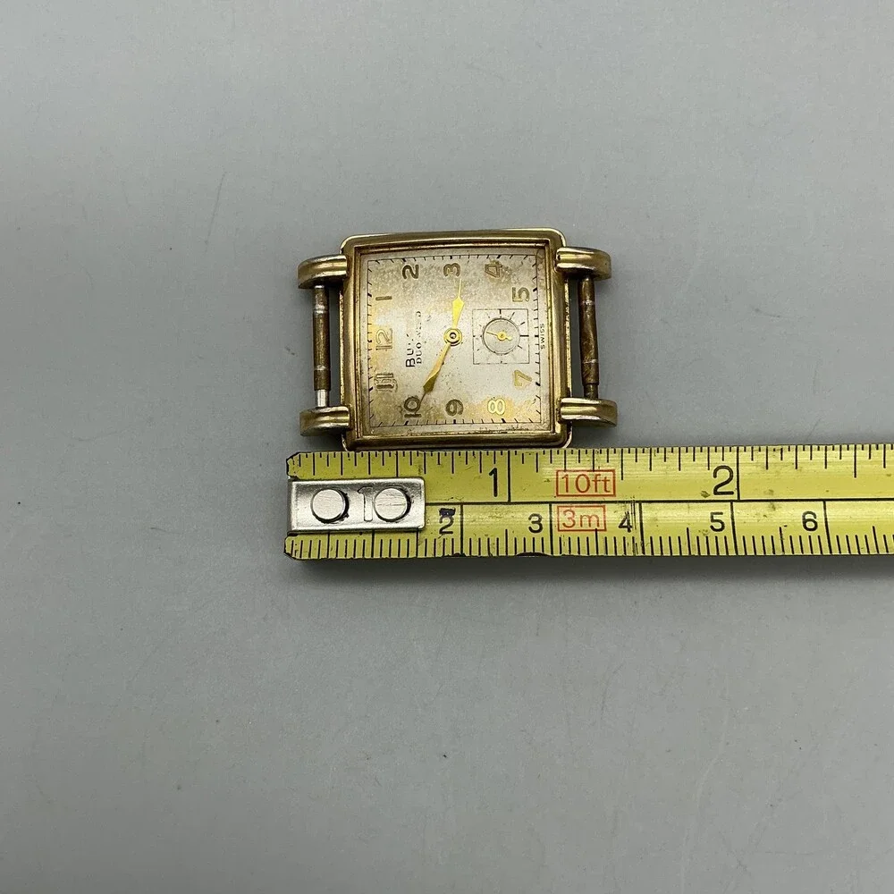 Vintage Bulova Duo-Wind Mens Watch 27mm Champagne Dial Swiss Manual For Parts
